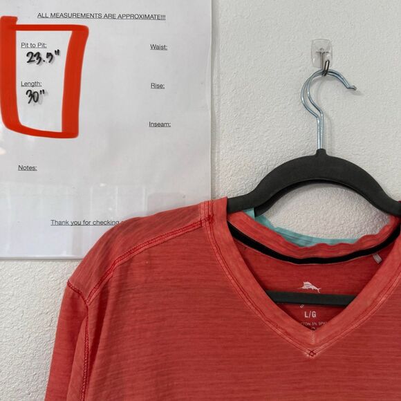 Lot‎ of 2 Tommy Bahama Cotton V-Neck T-Shirt Large Blue Orange Lightweight Comfy - Picture 7 of 7